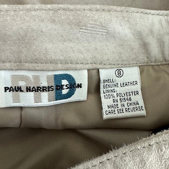 Womens VTG 90s Paul Harris Design Light Brown Tan Suede Leather Mini Skirt 8 - Picture 5 of 6